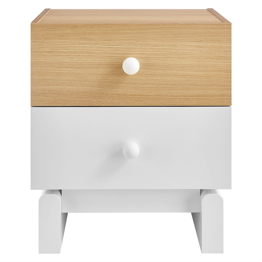 Sateen 2-Drawer Color Block Nightstand in Oak White