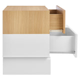 Sateen 2-Drawer Color Block Nightstand in Oak White