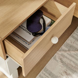Sateen 2-Drawer Color Block Nightstand in Oak White