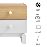 Sateen 2-Drawer Color Block Nightstand in Oak White
