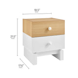 Sateen 2-Drawer Color Block Nightstand in Oak White