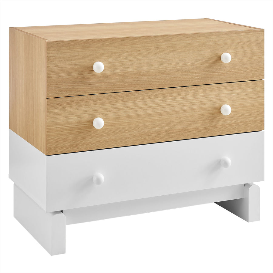 Sateen 3-Drawer Color Block Dresser in Oak White