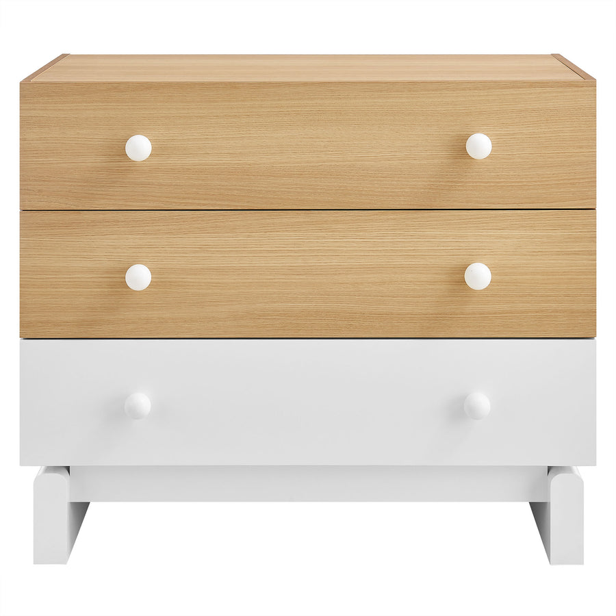 Sateen 3-Drawer Color Block Dresser in Oak White