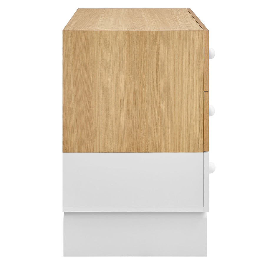 Sateen 3-Drawer Color Block Dresser in Oak White