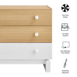 Sateen 3-Drawer Color Block Dresser in Oak White