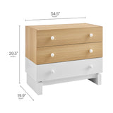 Sateen 3-Drawer Color Block Dresser in Oak White