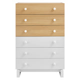 Sateen 6-Drawer Color Block Dresser Chest in Oak White