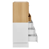 Sateen 6-Drawer Color Block Dresser Chest in Oak White