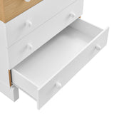 Sateen 6-Drawer Color Block Dresser Chest in Oak White