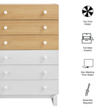 Sateen 6-Drawer Color Block Dresser Chest in Oak White