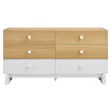 Sateen 6-Drawer Color Block Dresser in Oak White