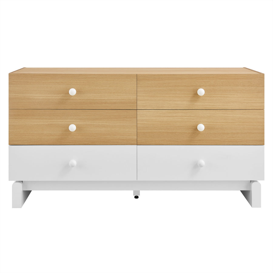 Sateen 6-Drawer Color Block Dresser in Oak White