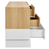 Sateen 6-Drawer Color Block Dresser in Oak White