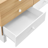 Sateen 6-Drawer Color Block Dresser in Oak White