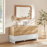 Sateen 6-Drawer Color Block Dresser in Oak White