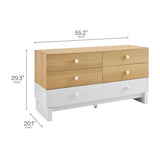 Sateen 6-Drawer Color Block Dresser in Oak White