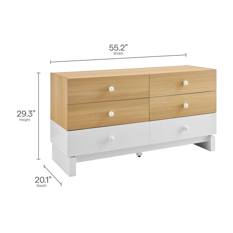 Sateen 6-Drawer Color Block Dresser in Oak White