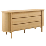 Marlon 6-Drawer Curved Dresser in Oak
