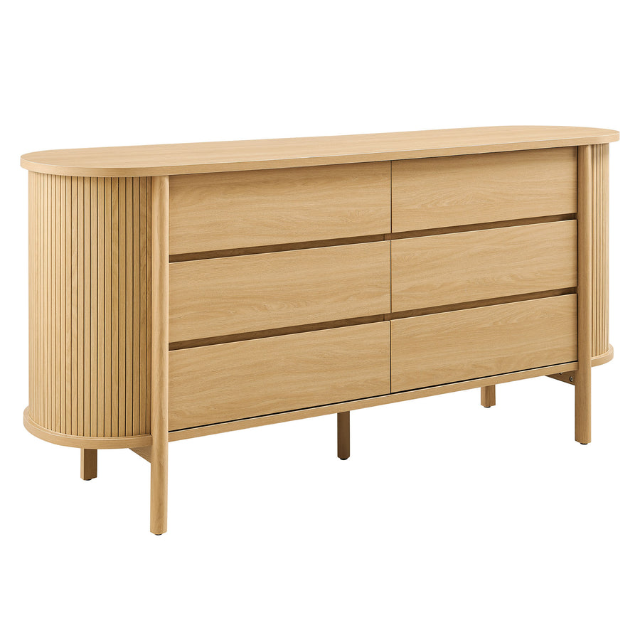 Marlon 6-Drawer Curved Dresser in Oak