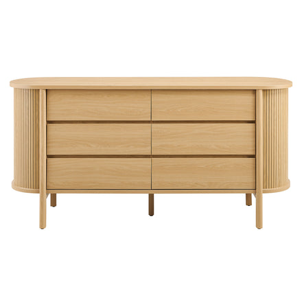 Cadence 6-Drawer Curved Dresser in Oak
