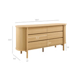 Marlon 6-Drawer Curved Dresser in Oak