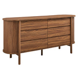 Marlon 6-Drawer Curved Dresser in Walnut