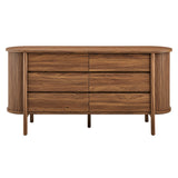 Marlon 6-Drawer Curved Dresser in Walnut