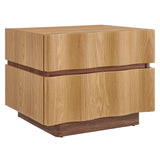 Oxeye 2 Drawer Nightstand in Light Oak Walnut