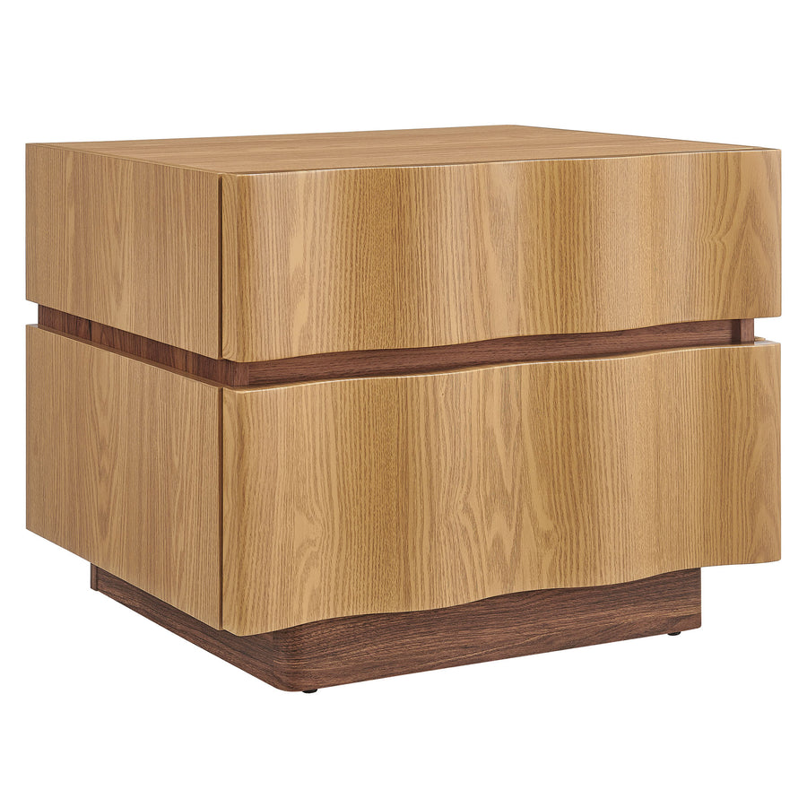 Oxeye 2 Drawer Nightstand in Light Oak Walnut