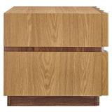 Oxeye 2 Drawer Nightstand in Light Oak Walnut