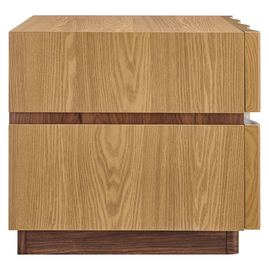 Oxeye 2 Drawer Nightstand in Light Oak Walnut