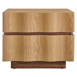 Oxeye 2 Drawer Nightstand in Light Oak Walnut