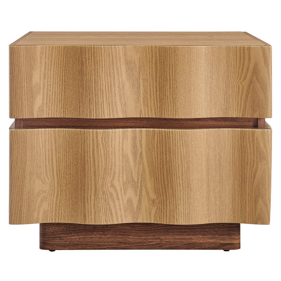 Oxeye 2 Drawer Nightstand in Light Oak Walnut