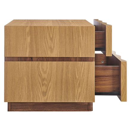 Isola 2 Drawer Nightstand in Light Oak Walnut