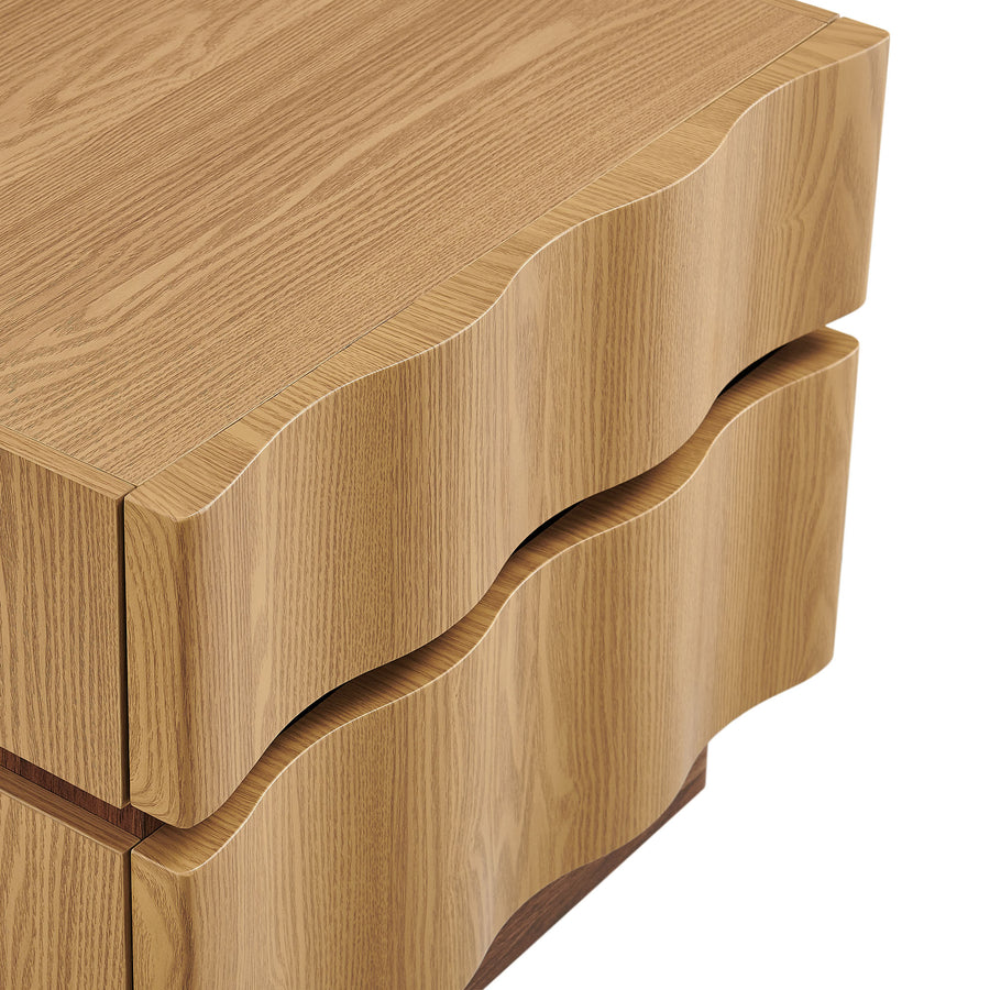 Oxeye 2 Drawer Nightstand in Light Oak Walnut