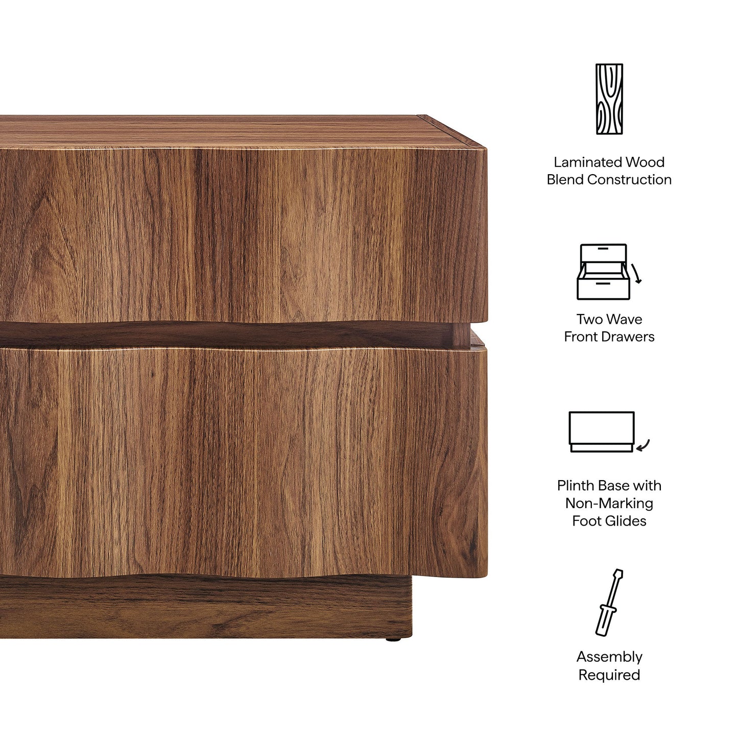 Isola 2 Drawer Nightstand by Furniture for America