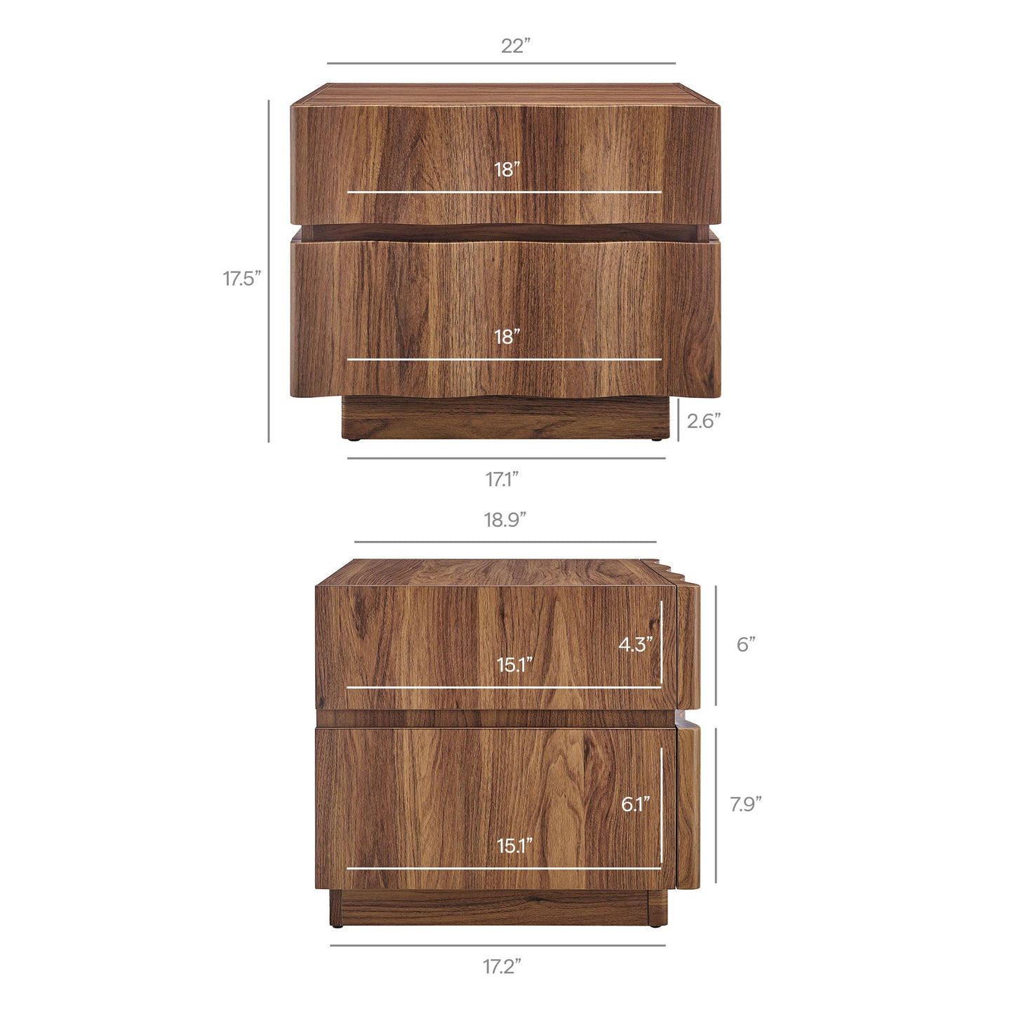 Isola 2 Drawer Nightstand by Furniture for America