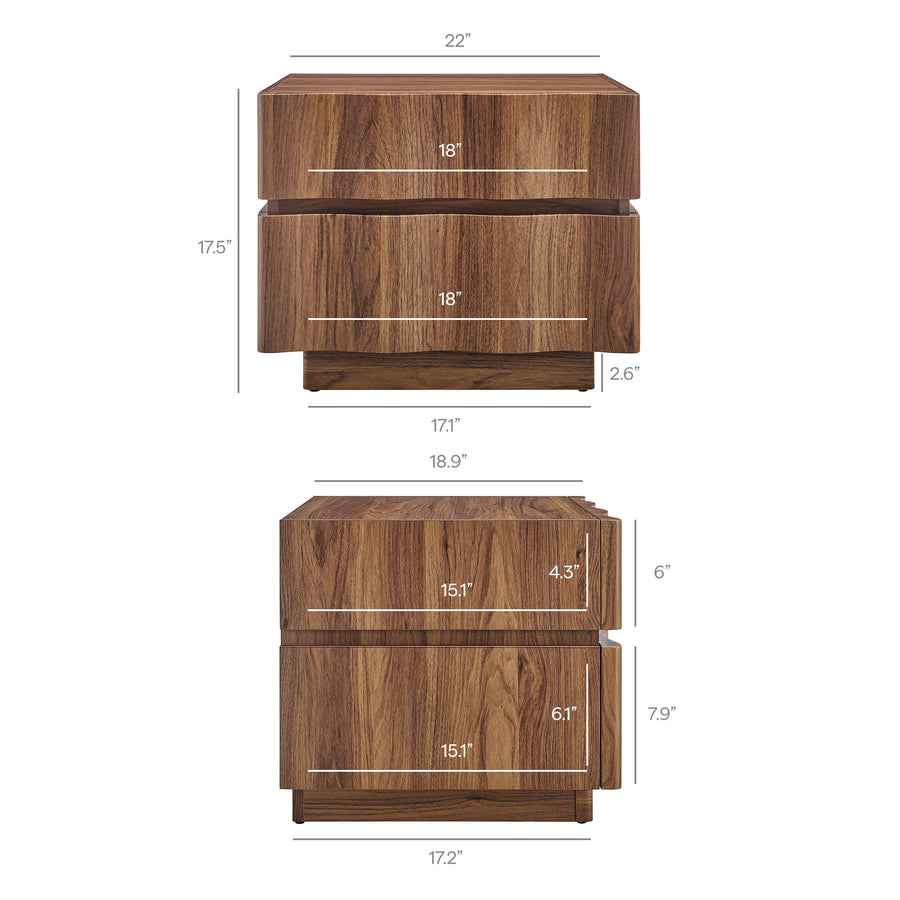 Oxeye 2 Drawer Nightstand in Walnut