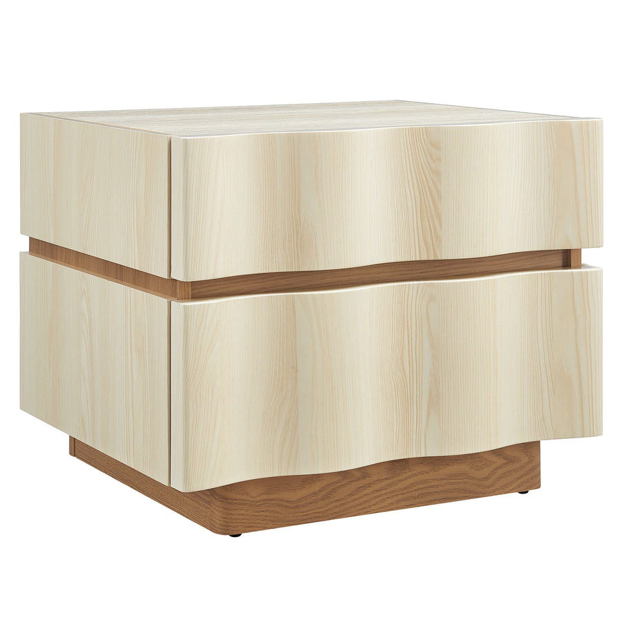 Oxeye 2 Drawer Nightstand in White Light Oak