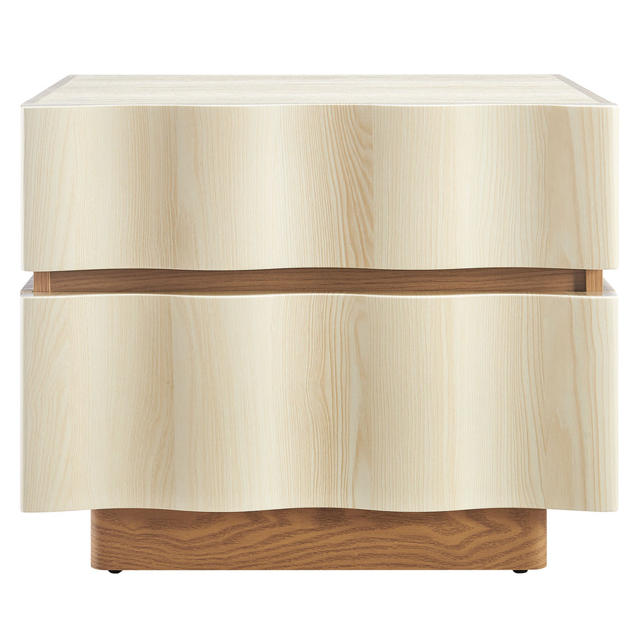 Oxeye 2 Drawer Nightstand in White Light Oak