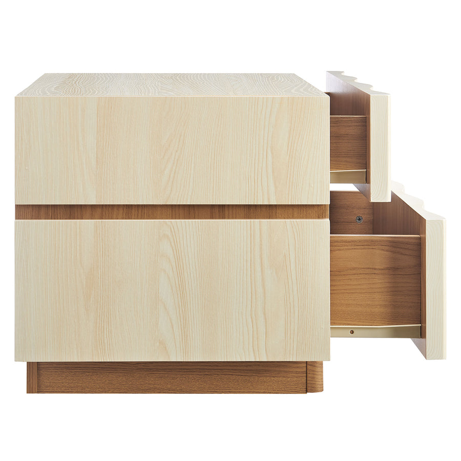 Oxeye 2 Drawer Nightstand in White Light Oak