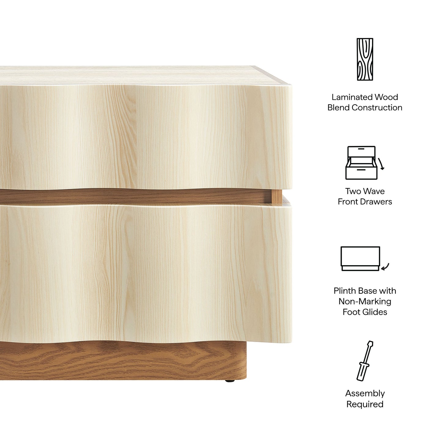 Isola 2 Drawer Nightstand by Furniture for America