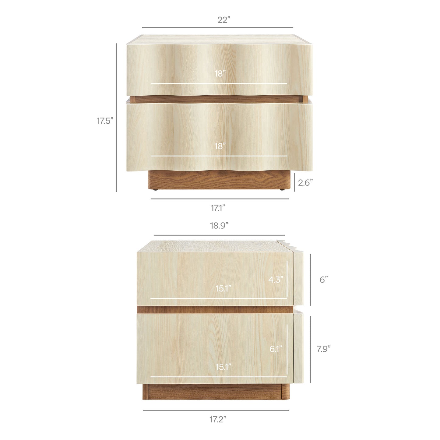 Isola 2 Drawer Nightstand by Furniture for America