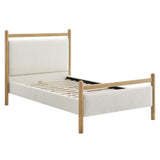 Flax Twin Size Platform Bed Frame in Light Oak Heathered Ivory