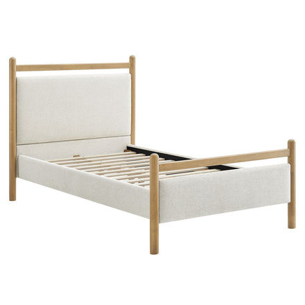 Ginny Twin Size Platform Bed Frame in Light Oak Heathered Ivory