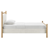 Flax Twin Size Platform Bed Frame in Light Oak Heathered Ivory
