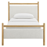 Flax Twin Size Platform Bed Frame in Light Oak Heathered Ivory