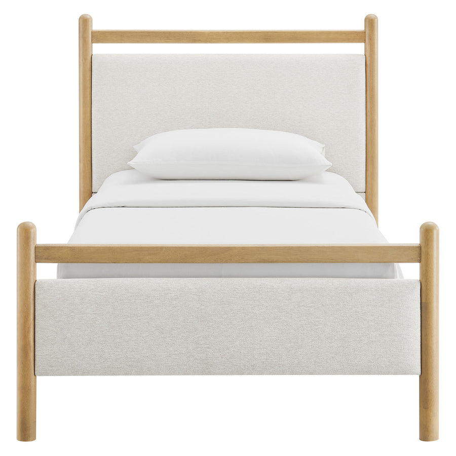 Flax Twin Size Platform Bed Frame in Light Oak Heathered Ivory