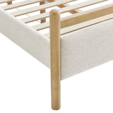 Flax Twin Size Platform Bed Frame in Light Oak Heathered Ivory