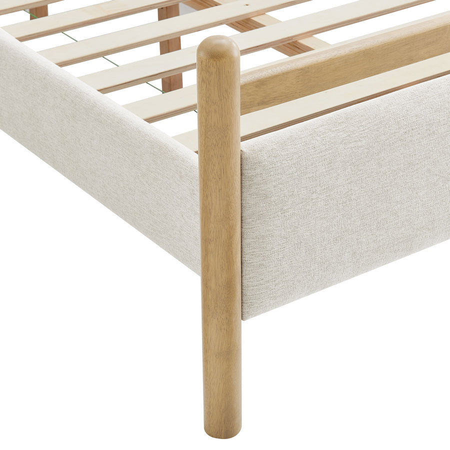 Flax Twin Size Platform Bed Frame in Light Oak Heathered Ivory
